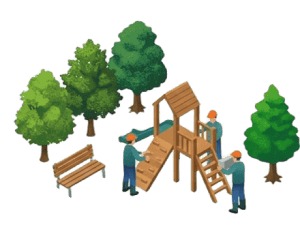 大型公園工事のイラスト画像